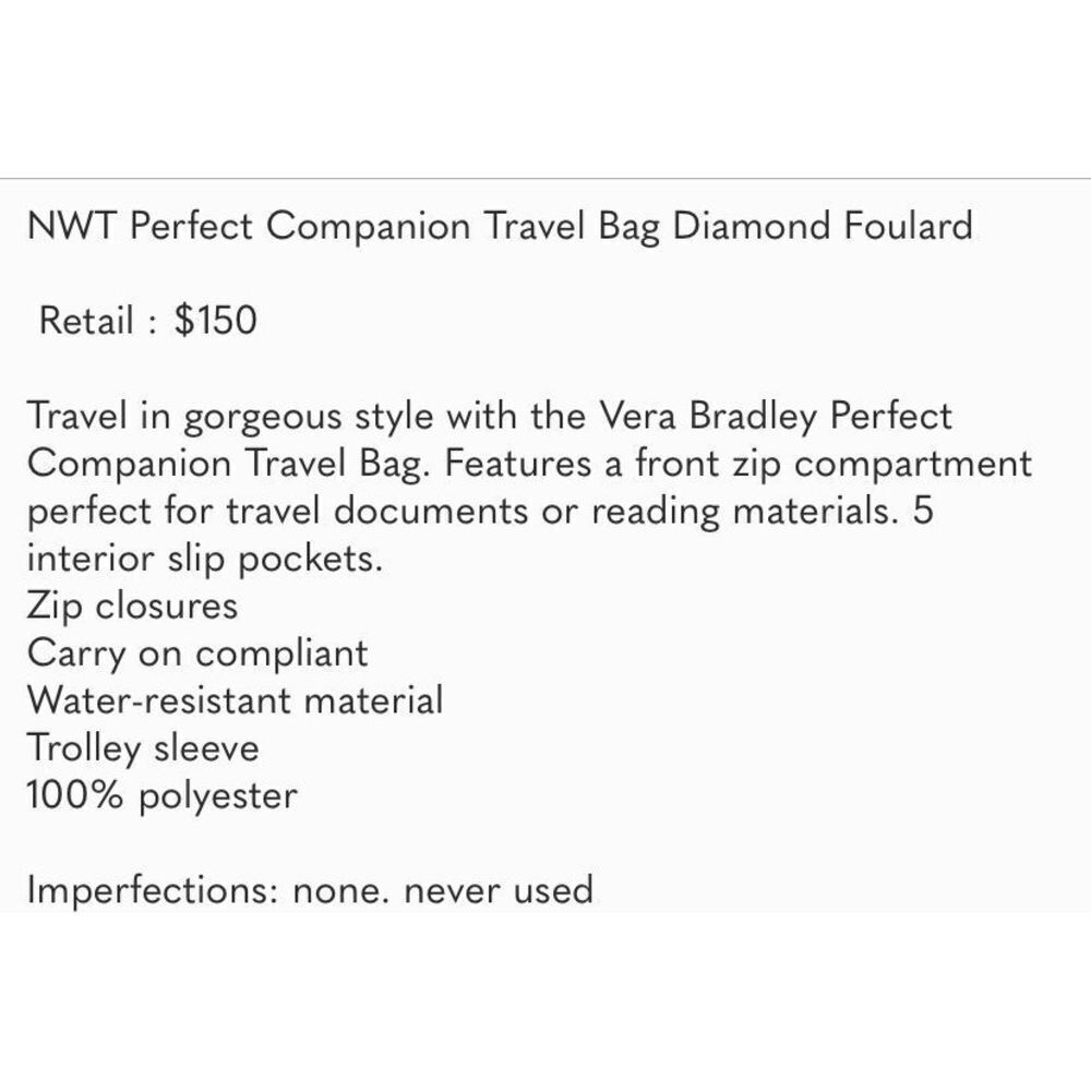 VERA BRADLEY Perfect Companion Bag NEW - Picture 5 of 13